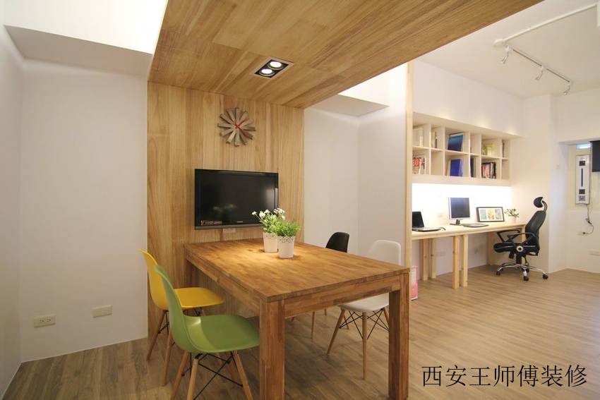 小户型公寓开放式餐厅现代实木装修效果图
