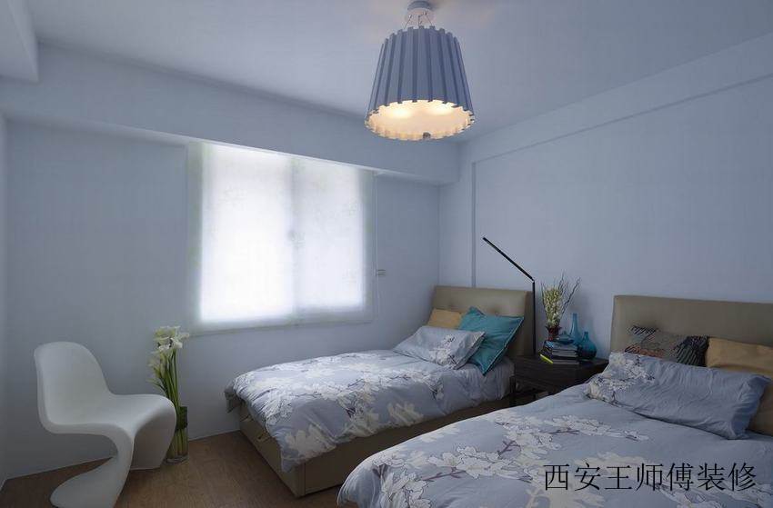 蓝色唯美美式卧室案例图