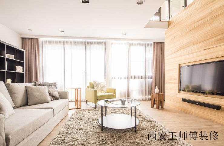 时尚北欧客厅清新实木电视背景墙装饰效果图