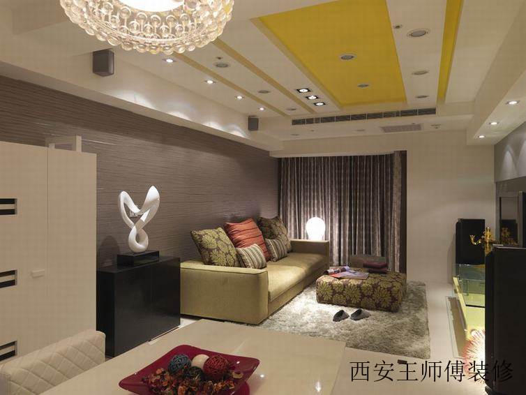 现代混搭客厅软装装饰图