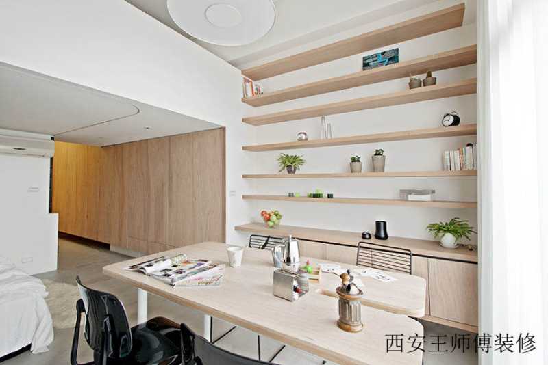 清新松木简约北欧风格餐厅置物架设计
