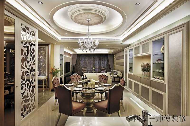 豪华新古典餐厅吊顶案例图