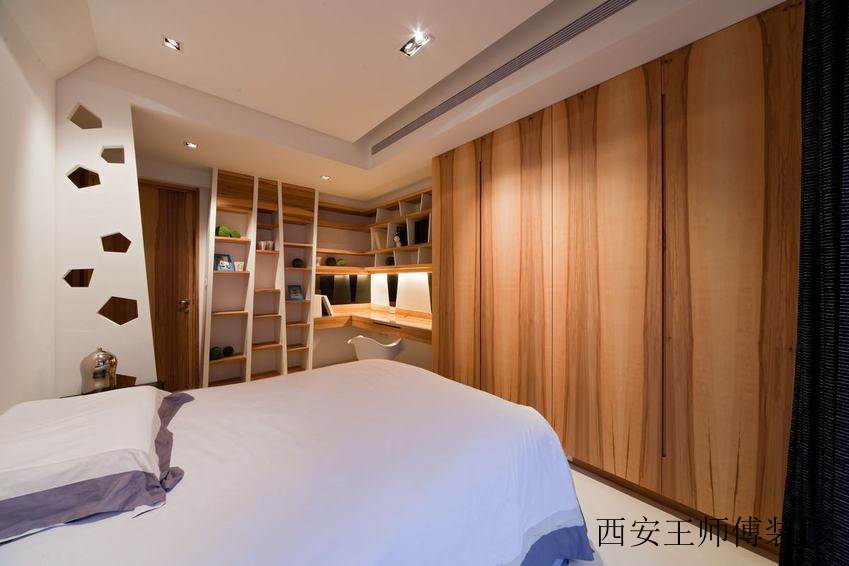 美式原木风 卧室书房一体设计装修图