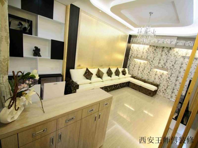 文艺现代客厅印花墙纸装饰图