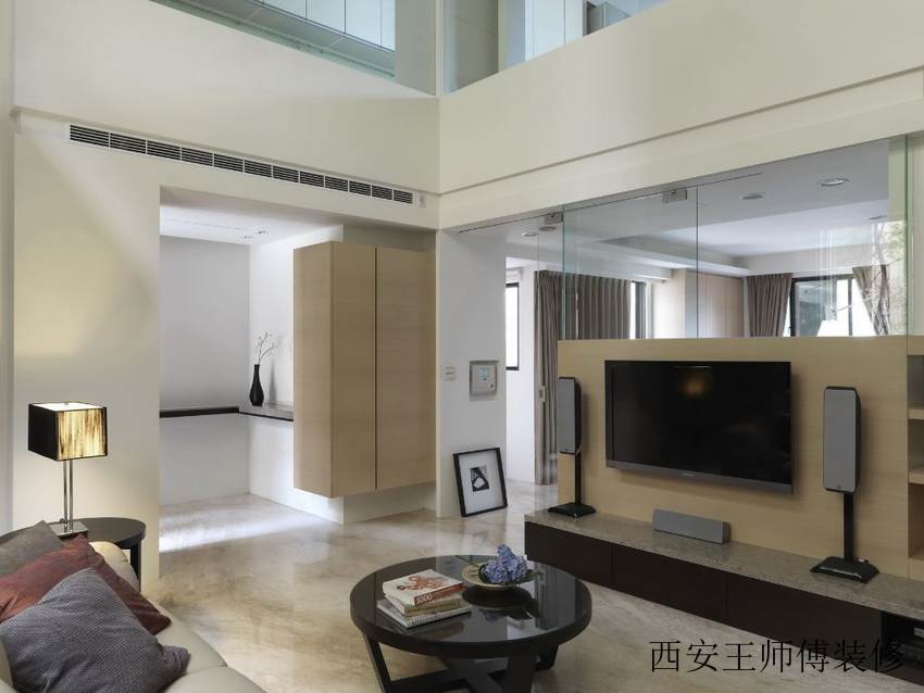 清新简约复式客厅局部效果图