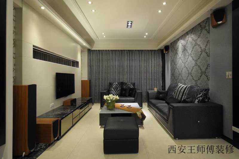 素雅现代二居客厅整体效果图
