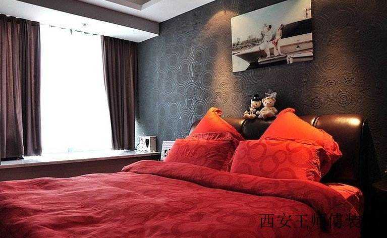 喜庆宜家风格婚房卧室飘窗设计装修图