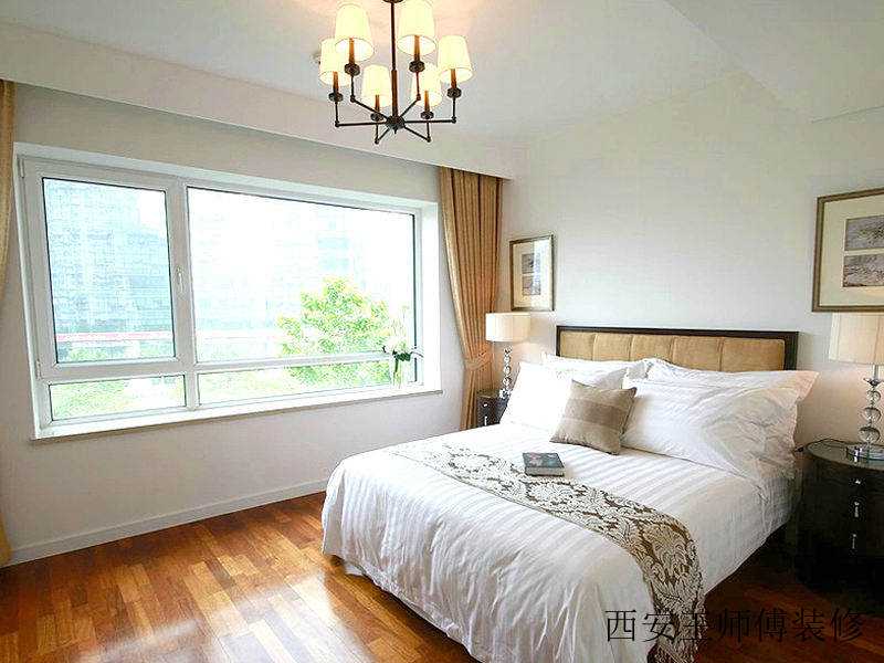 简约温馨新中式卧室飘窗效果图
