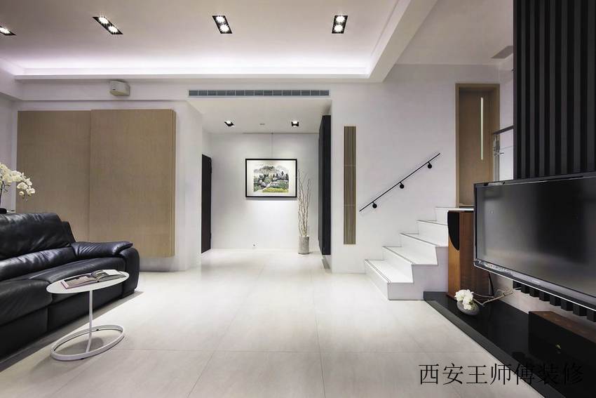 黑白时尚现代复式家居过道图