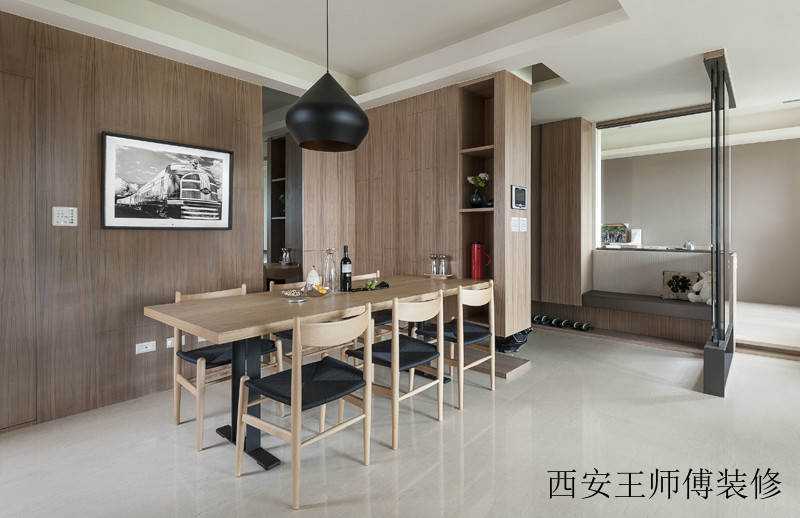 现代风设计原木装修公寓餐厅装潢欣赏图