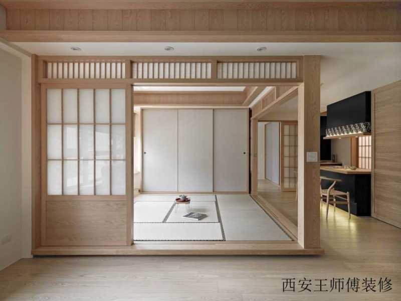 清新纯木日式风格两居室内隔断装潢欣赏图片