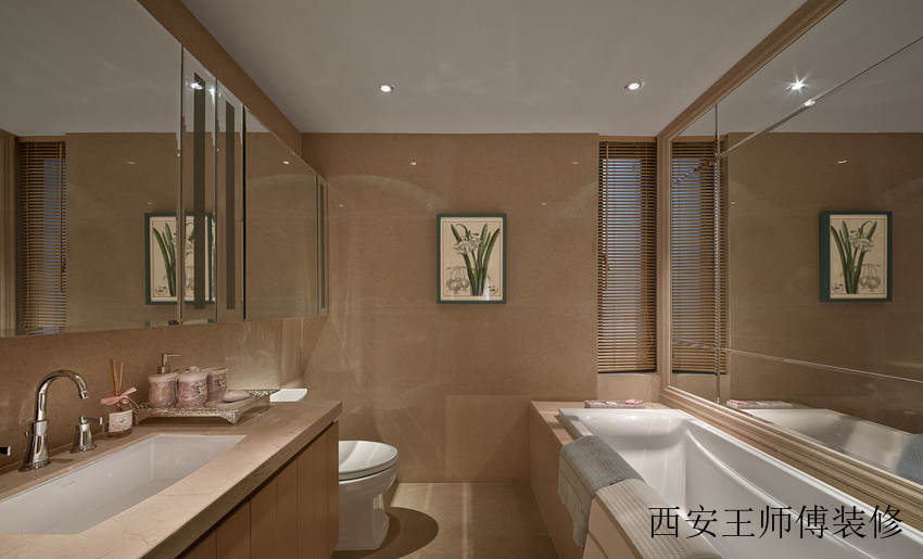 和谐雅致新古典U型卫生间装饰案例图