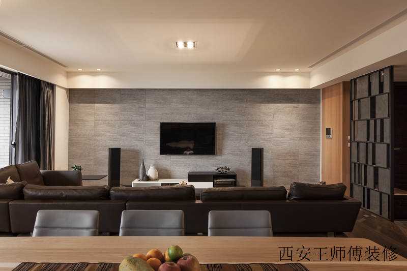 素雅现代 客厅灰色电视背景墙装饰图