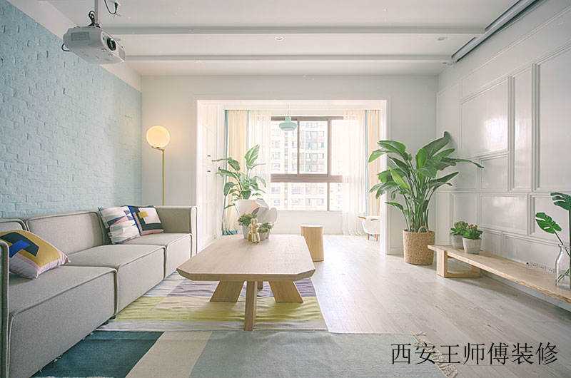 小清新北欧客厅整体效果图