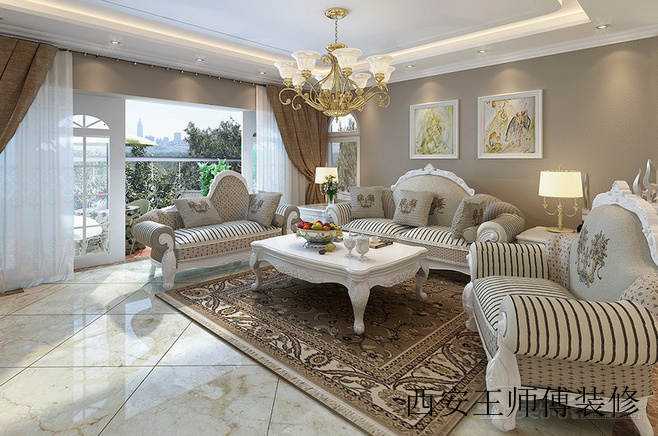 优雅华丽欧式客厅 沙发背景墙效果图
