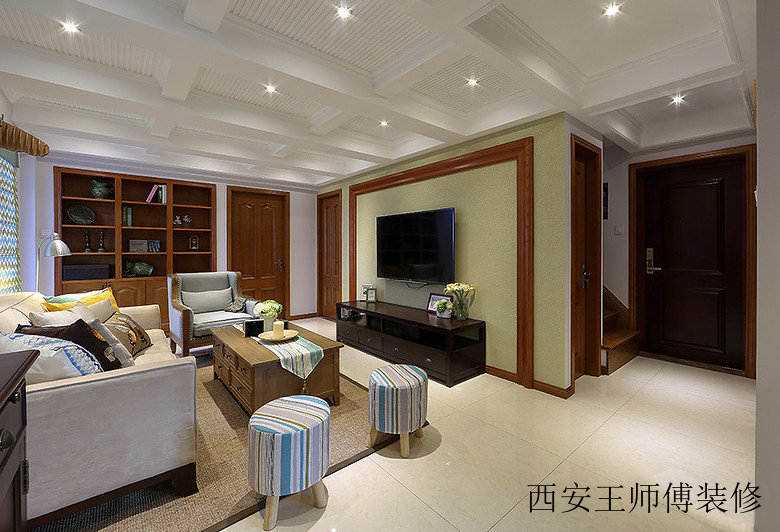 宜家中式小客厅背景墙效果图