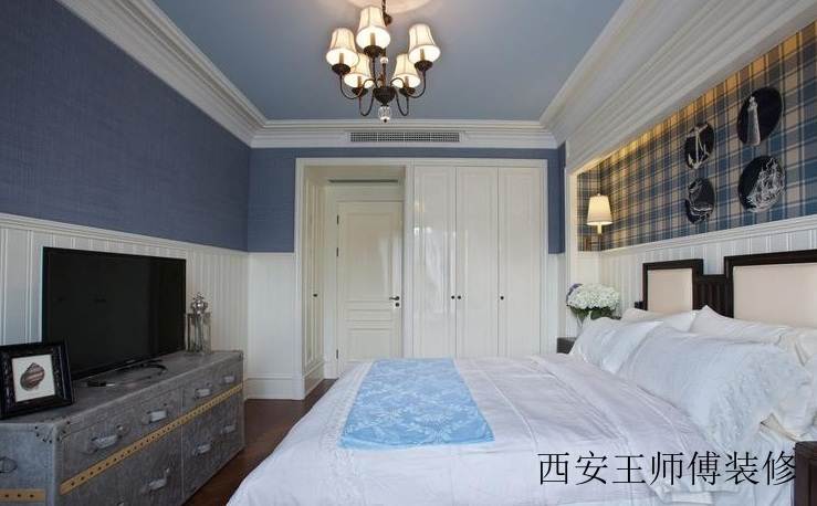 经典美式卧室复古背景墙效果图