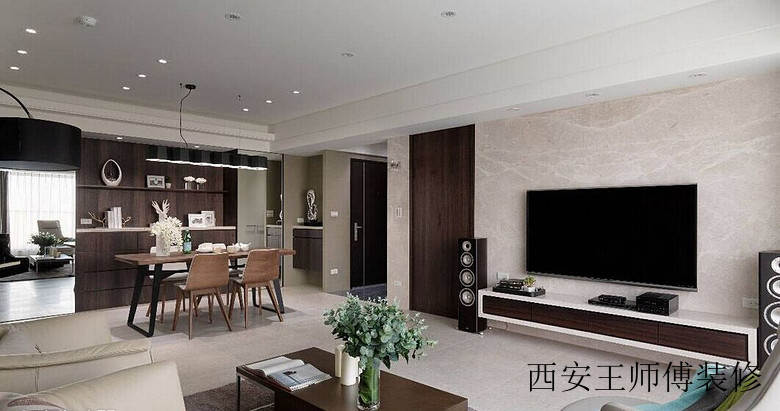 简洁三居室客厅实木家具搭配效果图