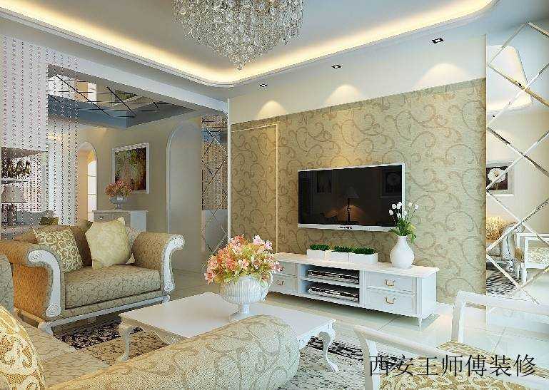 欧式隐形门电视背景墙设计效果图