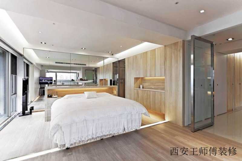 自然简约卧室镜面背景墙设计