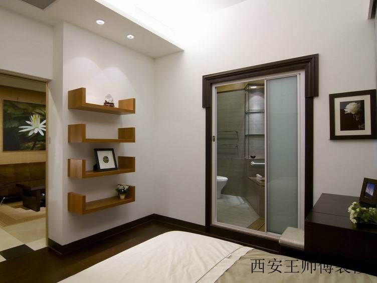 美式风格 卧室卫生间玻璃推拉门隔断图