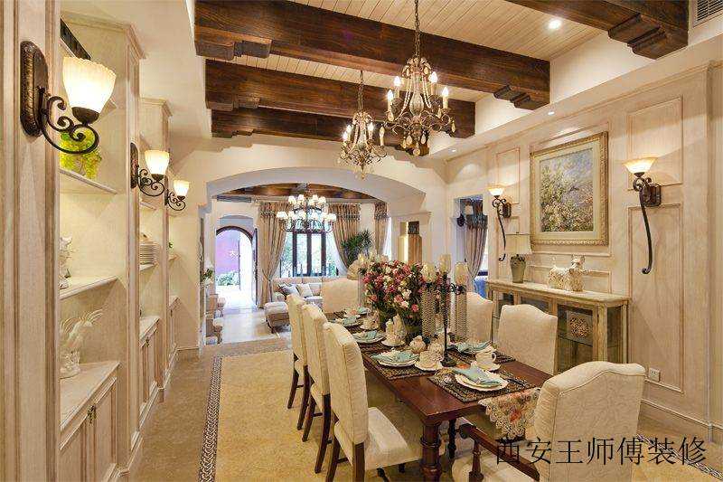 奢华欧式风格餐厅白色背景墙效果图