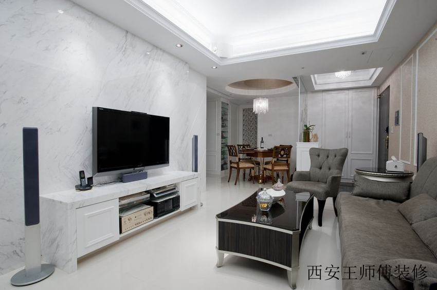 时尚简欧客厅 大理石电视背景墙装饰