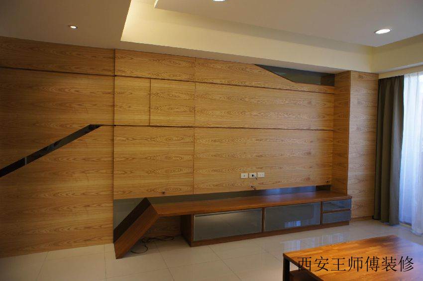日式装修风格家居室内原木背景墙装饰效果图