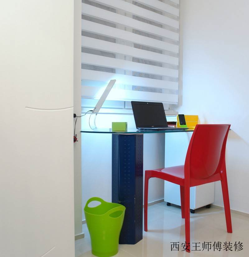 简约书房红色电脑凳椅装饰效果图