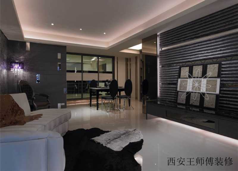 后现代风客厅黑色背景墙装饰