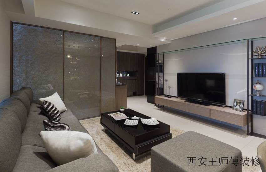 素雅现代简约客厅电视背景墙效果图