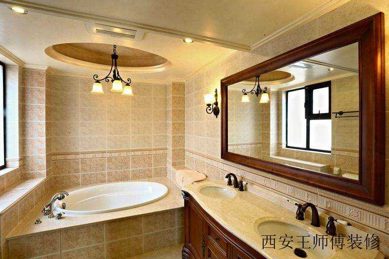 美式复古卫生间圆形吊顶效果图