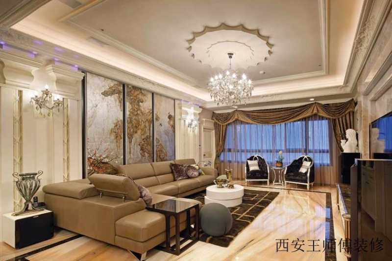 豪华现代欧式别墅客厅效果图