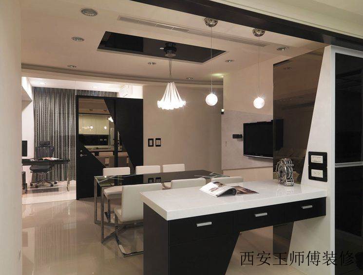 黑白时尚现代家居吧台效果图