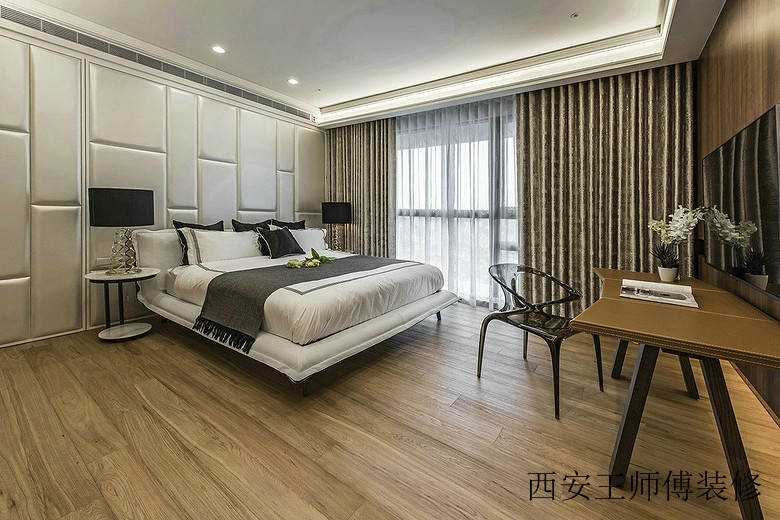 时尚低奢现代豪宅卧室背景墙效果图
