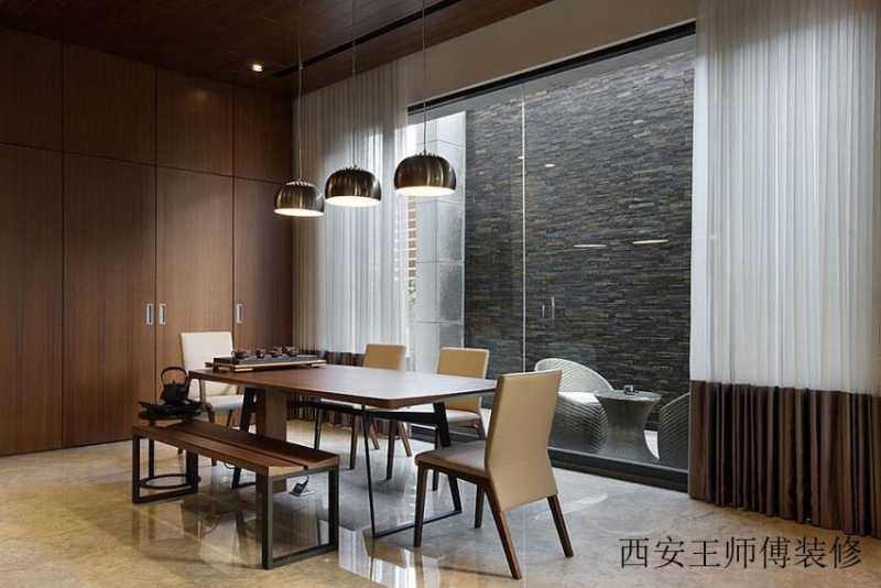 现代日式风茶室落地窗效果图