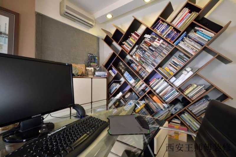 现代创意书房墙面书架设计