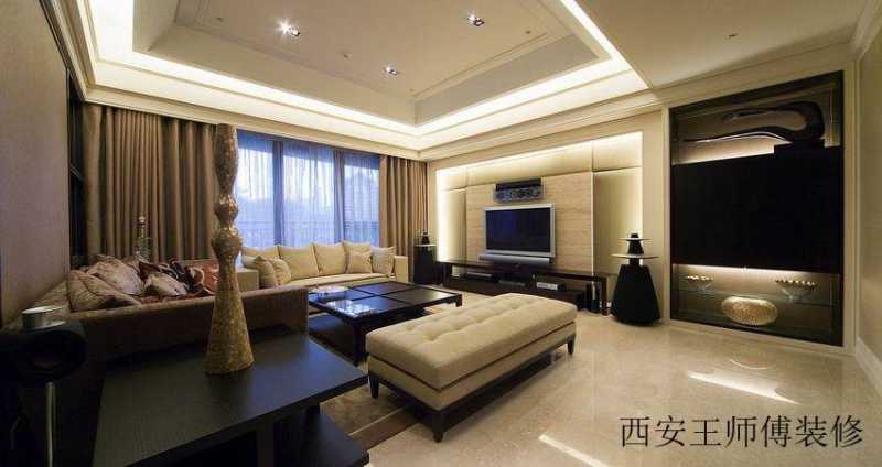 现代复古元素别墅客厅装饰图