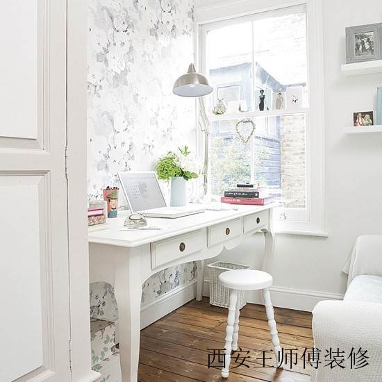 白色简欧家居书房局部图