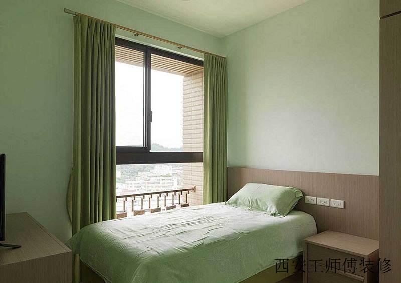 安静祥和绿色小清新简约儿童房软装效果图