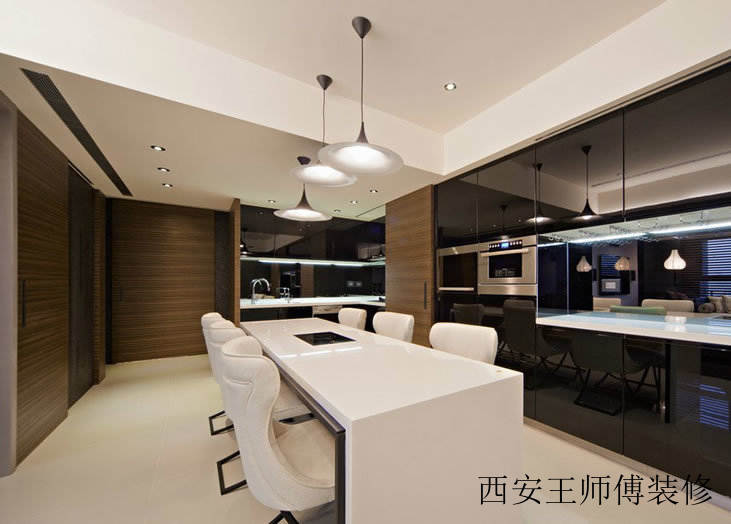 现代个性硬朗厨房精装修隔断效果图