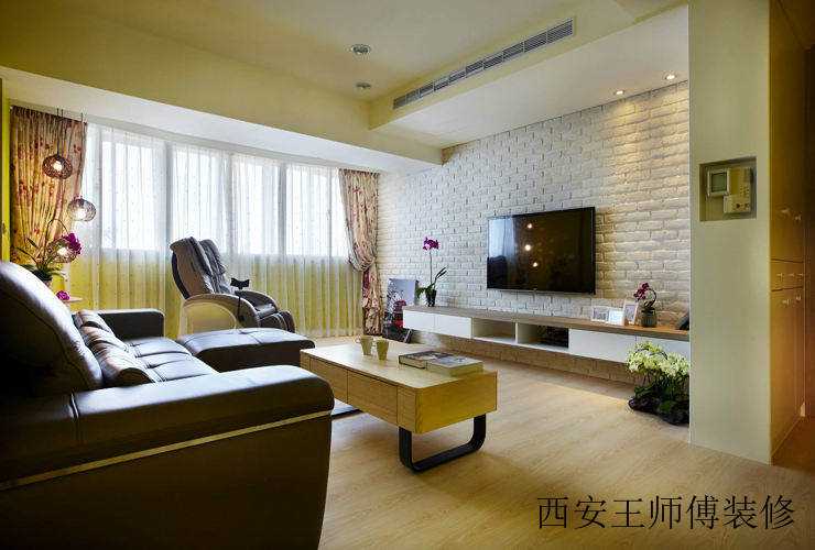 现代设计简约装修客厅石灰电视背景墙