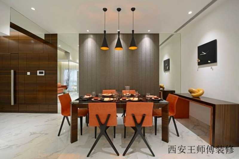 咖啡色现代餐厅装饰图