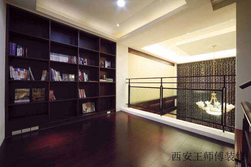 家装复式现代实木书架装饰图