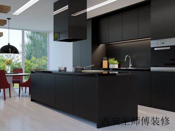 纯黑现代简约厨房案例图