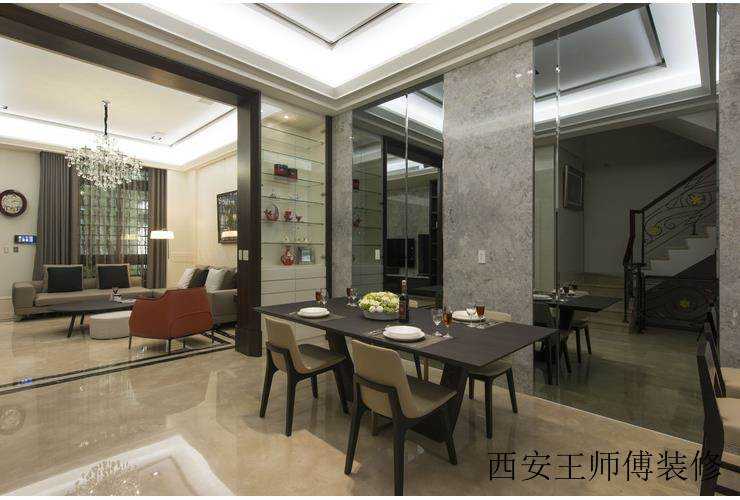 暗色系现代家居餐厅隔断设计