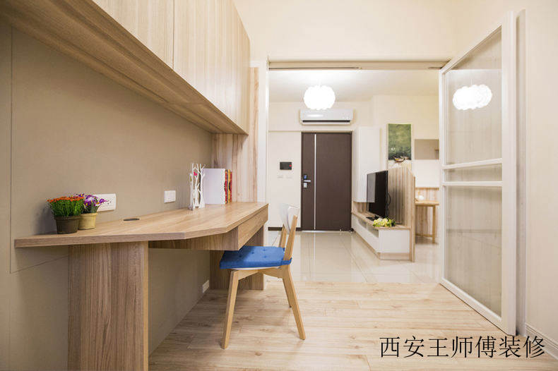 宜家风格原木书房效果图