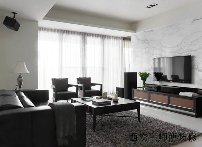 黑白时尚现代客厅装饰图