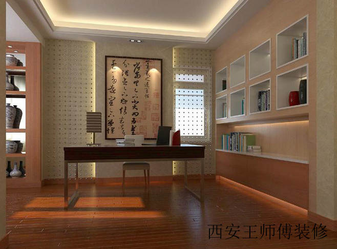 简洁儒雅中式书房效果图