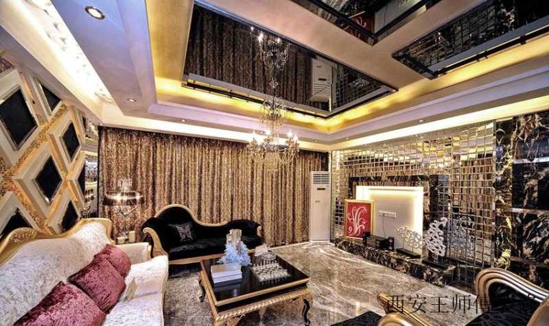 金碧辉煌摩登欧式三居客厅设计装修欣赏图